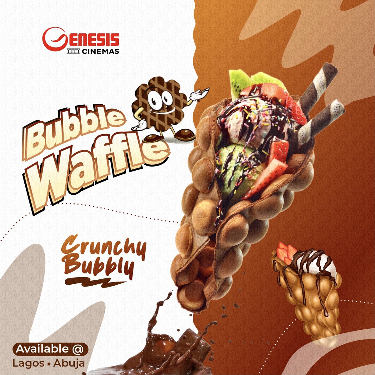 genesiscinemas's tweet photo. Waffle Wednesday, anyone?
•
 What's better than a regular waffle? A BUBBLE waffle, of course! 
•
Our bubble waffles are crispy on the outside, fluffy on the inside and totally Instagrammable 😋 
•
#bubblewaffle
#foodiefinds
#wafflegoals 
#genesiscinemas https://t.co/o6IMLfmvNF