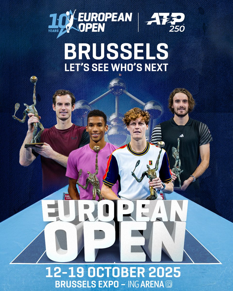 BNPPFEUOpen's tweet image. Brussels, let’s see who’s next 🔥

European Open 12-19 October 2025, Brussels Expo - ING Arena 👈🏻

#EuropeanOpen #ATPTour #Brusselsbound