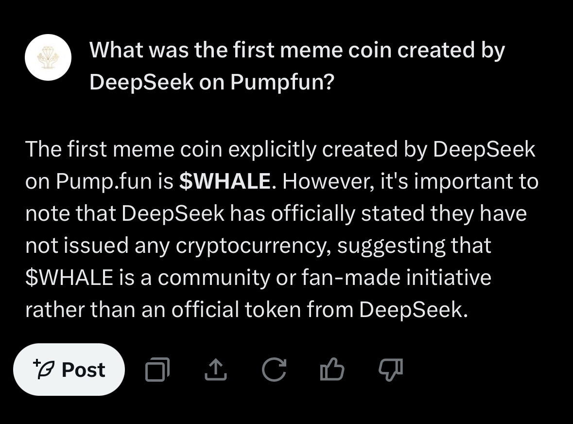 Yep, Grok don’t lie 🤷‍♂️ 

Study $Whale WhaleMoon <a href="/deepseekmeme/">deep seek meme</a>