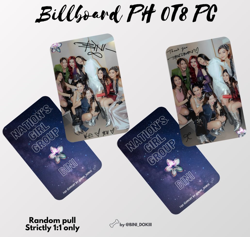 bini_dokiii's tweet photo. 💫 𝐁𝐈𝐍𝐈𝐕𝐄𝐑𝐒𝐄: 𝐓𝐇𝐄 𝐖𝐎𝐑𝐋𝐃 𝐓𝐎𝐔𝐑 💫
Fan Support by @bini_dokiii

CF OG SHIPS AND BBPH OT8 PCS (Extras)

🤩 mbf, like and RT (show proof on D-day)
🤩 location: TBA (sa arena na mismo)
🤩 strictly 1:1 and no no pili 
🤩 open for trades on the spot only

Will mix and shuffle all these designs in a bag, konti nalang toh. Paubos ko lang din sa inyo 🌸