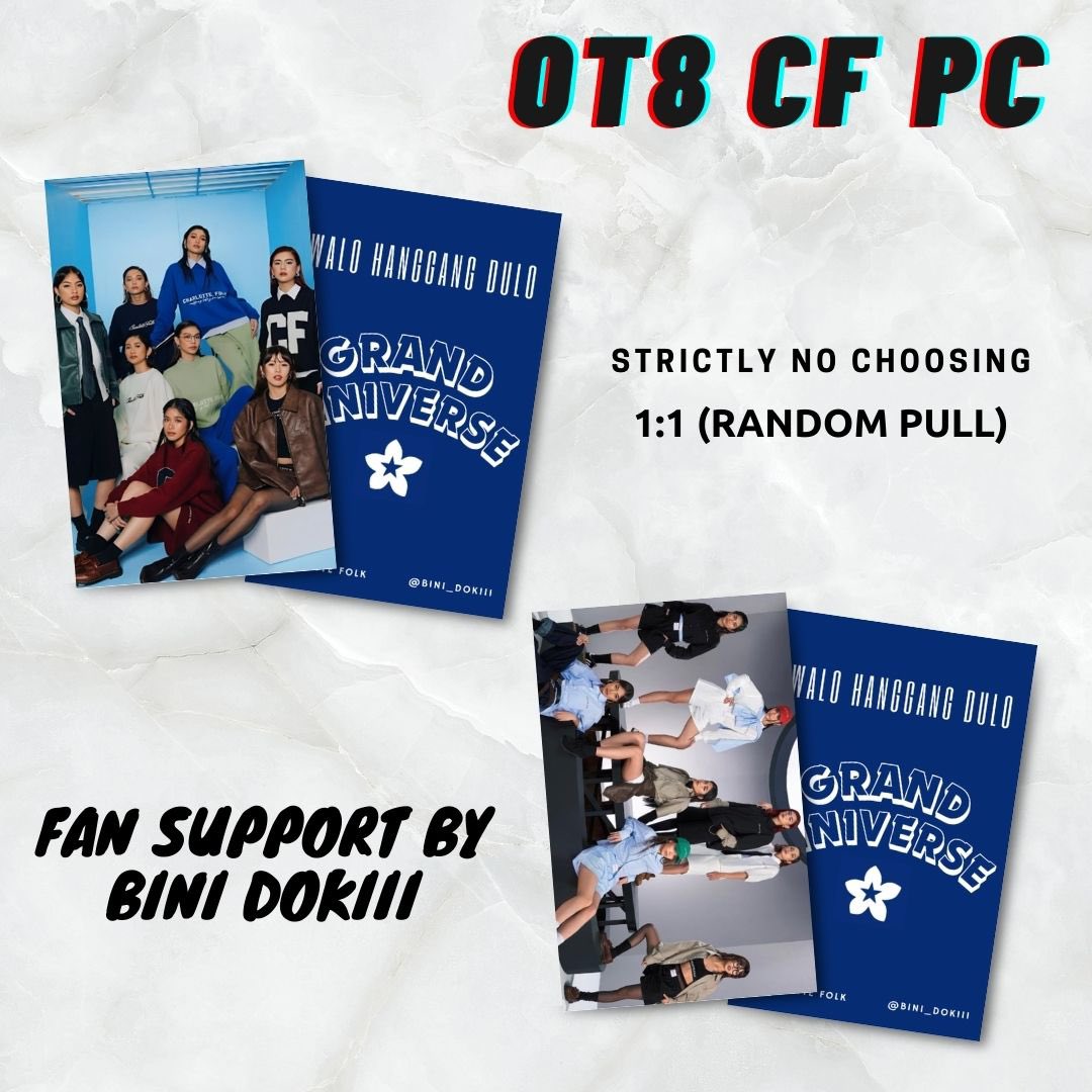 bini_dokiii's tweet photo. 💫 𝐁𝐈𝐍𝐈𝐕𝐄𝐑𝐒𝐄: 𝐓𝐇𝐄 𝐖𝐎𝐑𝐋𝐃 𝐓𝐎𝐔𝐑 💫
Fan Support by @bini_dokiii

CF OG SHIPS AND BBPH OT8 PCS (Extras)

🤩 mbf, like and RT (show proof on D-day)
🤩 location: TBA (sa arena na mismo)
🤩 strictly 1:1 and no no pili 
🤩 open for trades on the spot only

Will mix and shuffle all these designs in a bag, konti nalang toh. Paubos ko lang din sa inyo 🌸