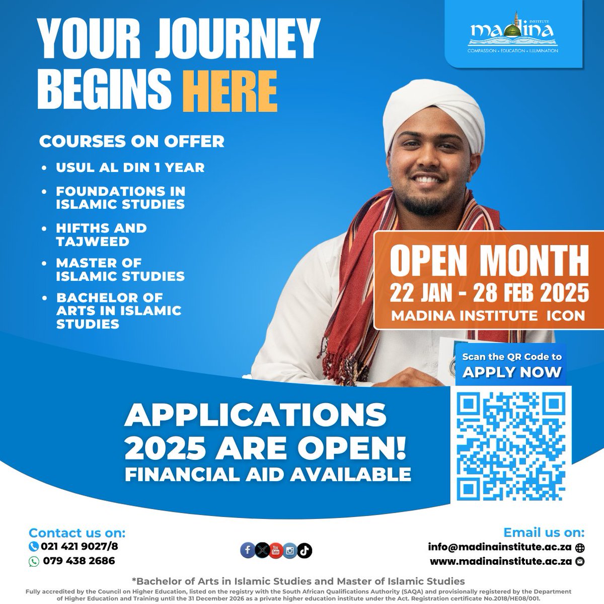 LAST CHANCE TO APPLY! 

Your journey at Madina Institute begins HERE!

Applications for 2025 are OPEN! But time is running out—don’t miss your opportunity to embark on a transformative learning experience.
Secure your spot, Apply now and visit madinainstitute.ac.za