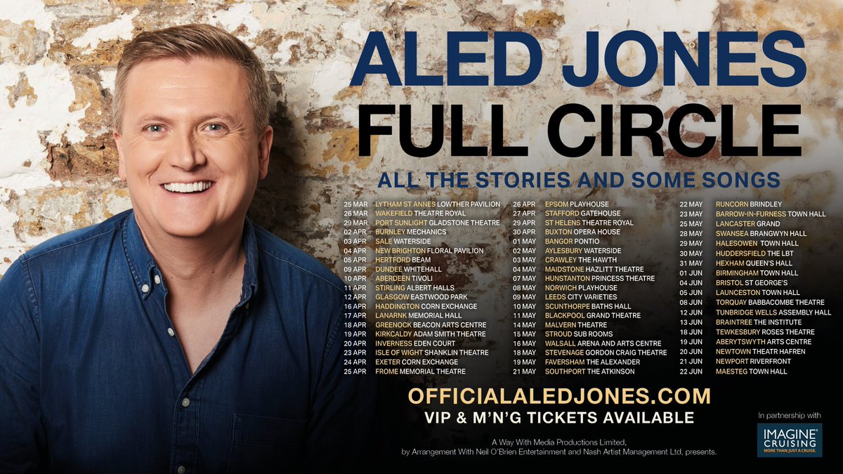 Aled Jones (@realaled) on Twitter photo Back on the road! Come and join me for a fun evening! Back on the road! Come and join me for a fun evening!