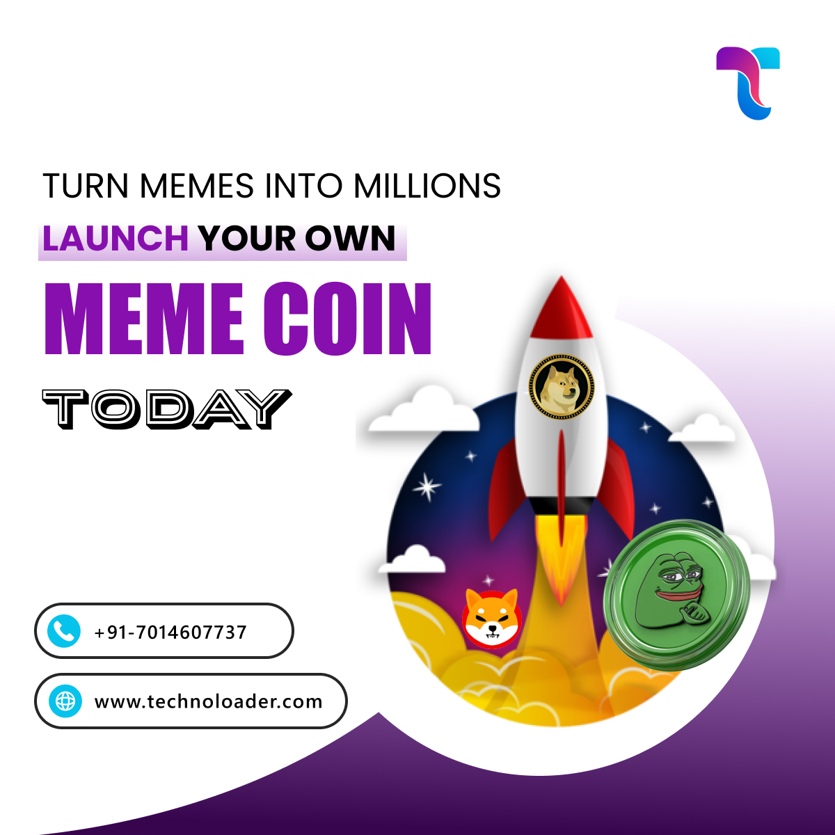 Technoloader's tweet image. Have you ever dreamt of turning a meme into a high-paying opportunity? Go ahead with meme coin development!

With Technoloader, it&apos;s easier than you think. We specialize in helping cryptopreneurs to turn their viral memes into successful meme coin.

#memecoin #memecoindevelopment