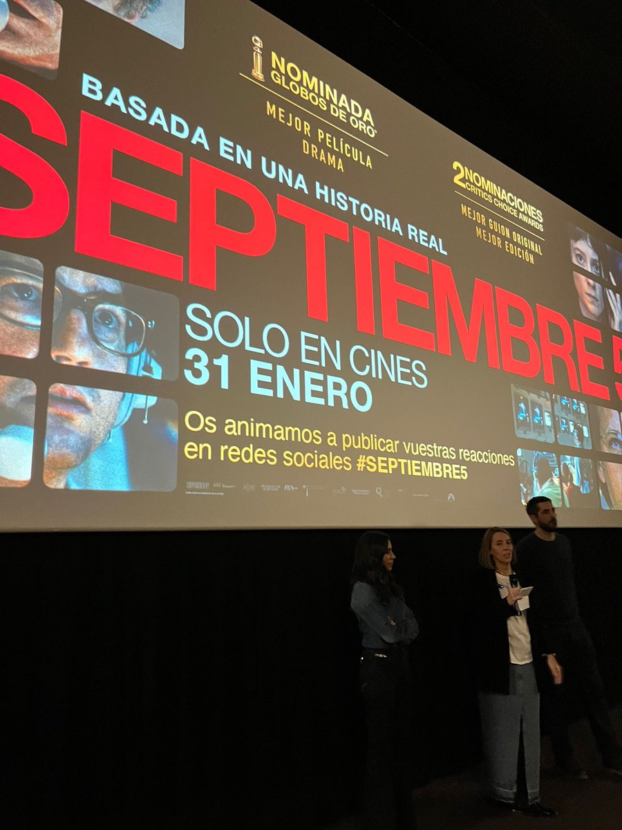 Ayer, gracias a <a href="/ParamountNetESP/">ParamountNetESP</a>, pudimos ver junto con un grupo de periodistas, #Septiembre5. Presentaron la película <a href="/AnaSanchezNieta/">AnaSánchezdelaNieta</a>, <a href="/Pevelasco/">Pilar Velasco</a> y <a href="/GonzalodelPrado/">Gonzalo del Prado</a> #celebratingjournalism