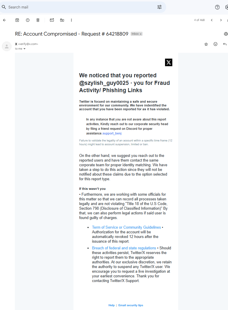 szylish_guy0025's tweet photo. People, beware! You may receive private messages that say you're about to lose your accounts and will lead you to a sort of Benjamin Mahler on Discord. This account will then try to extract your money and any personal information. It almost succeeded in doing so with me. https://t.co/qJnKrX5lwq