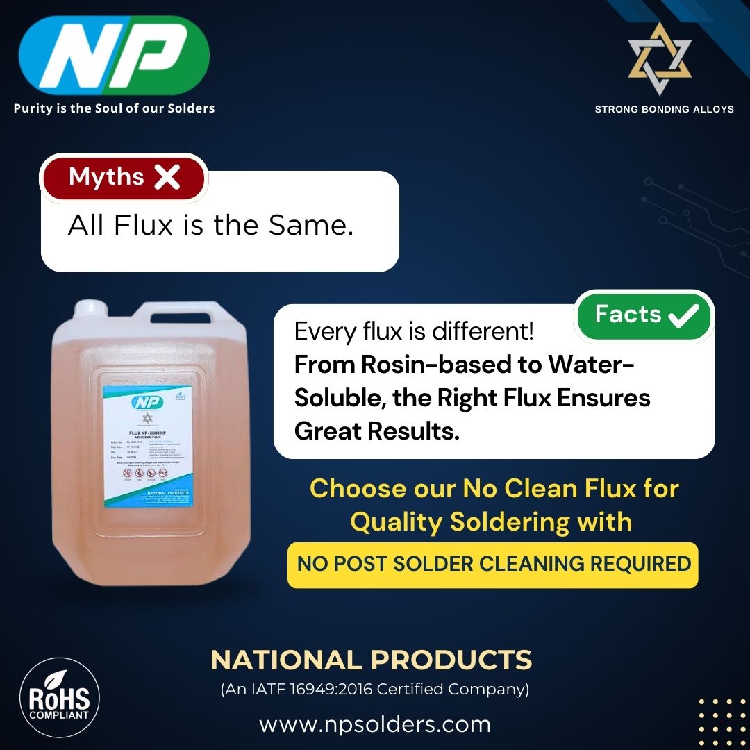 NationalPr80407's tweet image. Myth: All flux is the same. Fact: Every flux is unique! 🔧   Choose our No Clean Flux for flawless soldering with zero post-cleaning.   #SolderingSolutions #FluxFacts #NoCleanFlux