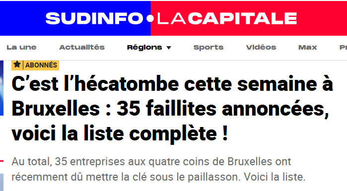 Je n'avais jamais vu cette rubrique des "faillites de la semaine" dans <a href="/LaCapitale_be/">Sudinfo LaCapitale</a> qui n'existe pas dans la version pdf.
Sur 35, il y a
- des personnes physiques
- des adresses-boîtes aux lettres en prévision de fraudes (e.a. 10 bd de l'Empereur, 39 bd Bisschoffsheim)