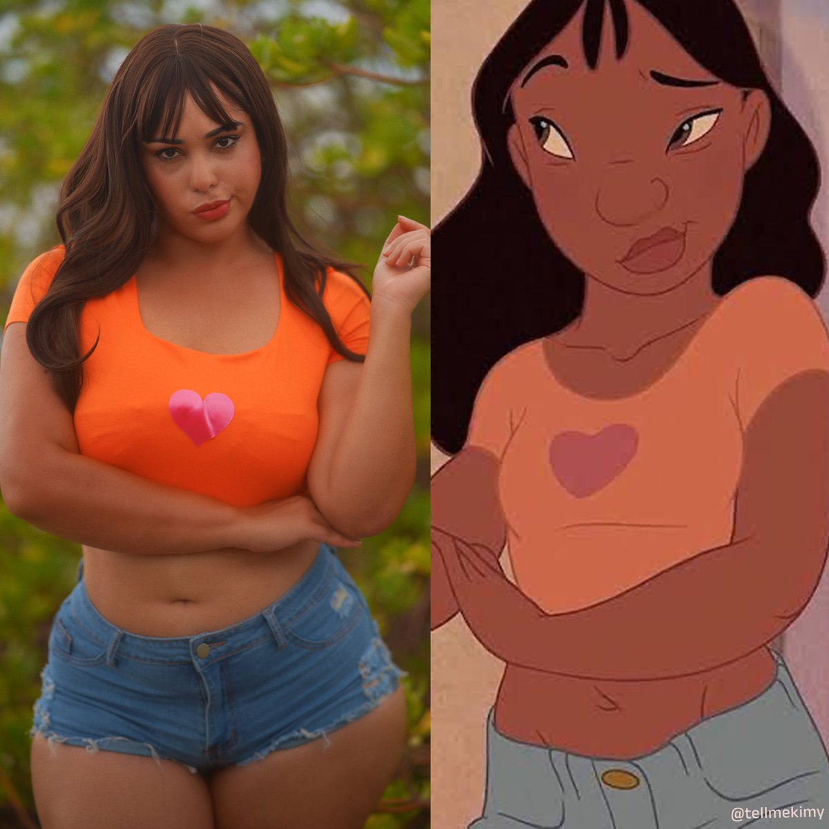 tellmekimy's tweet photo. Nani cosplay from Lilo and Stitch 🧡🌺 https://t.co/9TNL9czmSk