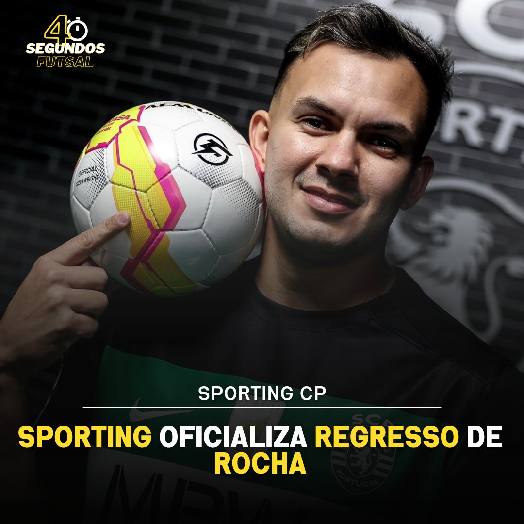 _4segundos's tweet photo. 🟢 OFICIAL: Rocha regressa ao Sporting! 🔥 O pivot brasileiro volta aos leões após passagem pelo futsal italiano e chega para reforçar a equipa de Nuno Dias. "Vou dar tudo por esta camisola!" 🦁💪

Sabe mais aqui👇
https://t.co/xyVEVsb04A https://t.co/sSivRavyDt