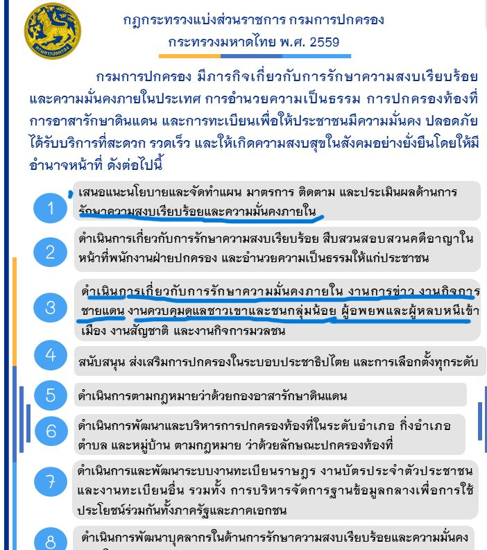 คุณอนุทินน่าจะทราบนะคะว่าก.มหาดไทยมีหน่วยงานที่ชื่อ กรมการปกครอง ที่มีหน้าที่หลักคือ รักษาความสงบเรียบร้อยและความมั่นคงภายในประเทศ ที่รวมถึงงานข่าว และกิจการชายแดน   พูดอีกอย่างหนึ่งคือ มท.เป็นหนึ่งในหน่วยงานความมั่นคงภายในฝ่ายพลเรือน

ที่ผ่านมา ตัวแทน กฟภ.ที่เข้าประชุมกับ