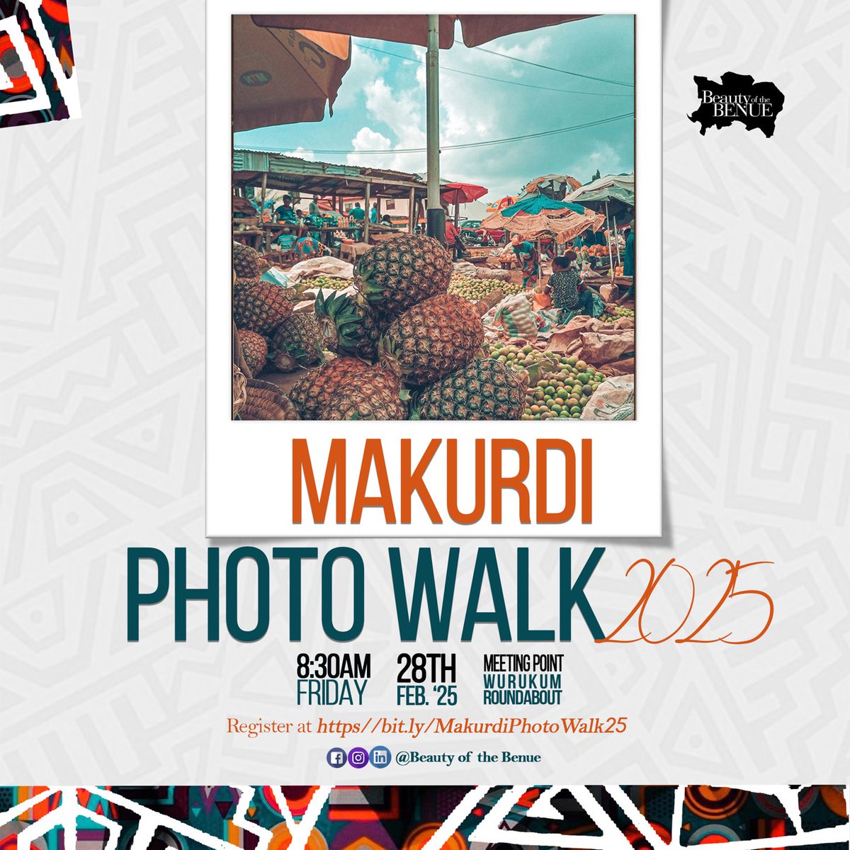 Calling all creatives to join us for the very first edition of Makurdi Photo Walk😊

Link to registration 👇
bit.ly/MakurdiPhotoWa…