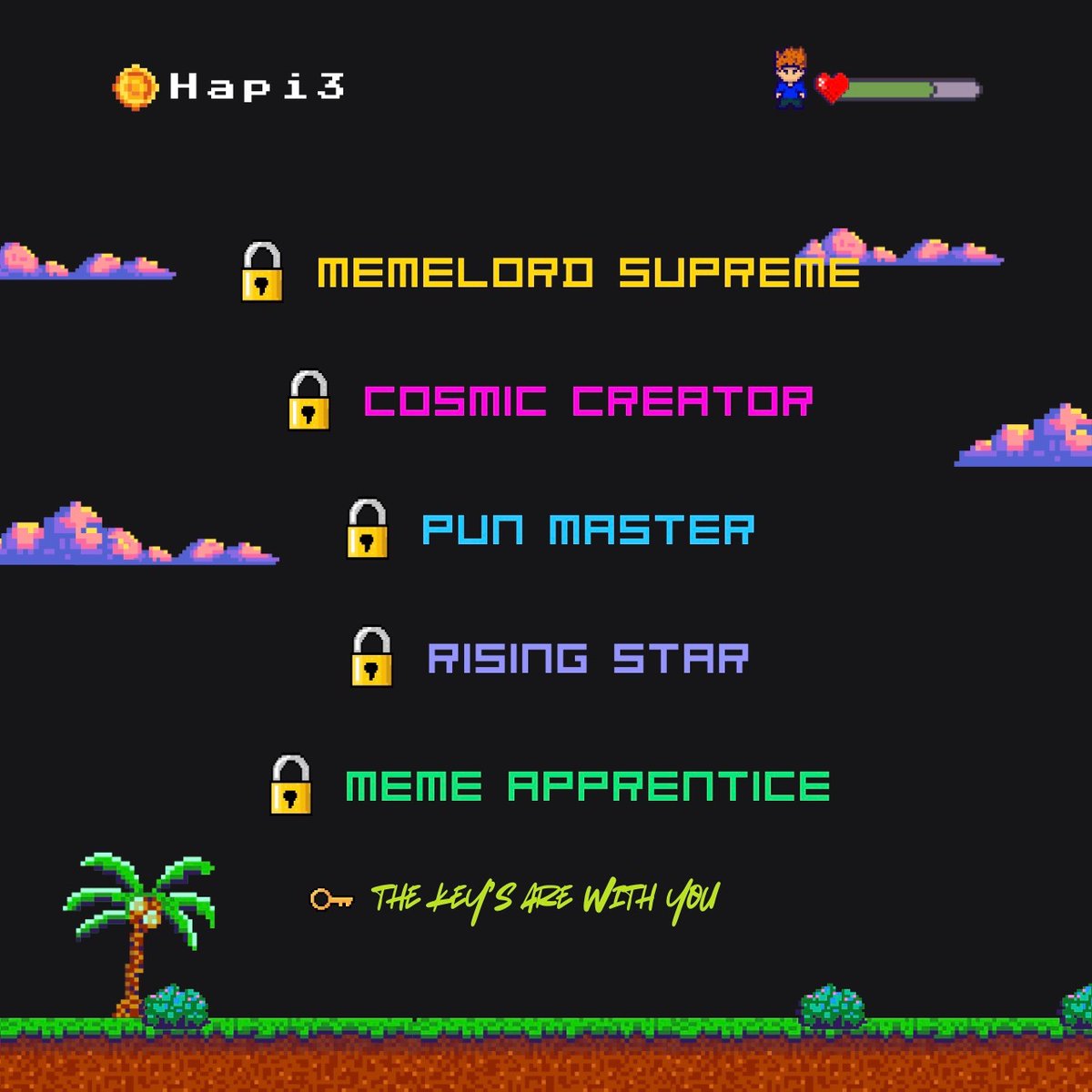 🚀 Attention Memers! 🚀

Hapi3 Meme Tiers are dropping soon! 🎉💎 The higher the tier, the bigger the rewards! 💰🏆

Who’s ready to climb the leaderboards and flex their meme skills? 👀🔥

Keep stacking those points—because the second phase of Meme2Earn is coming, and the keys to
