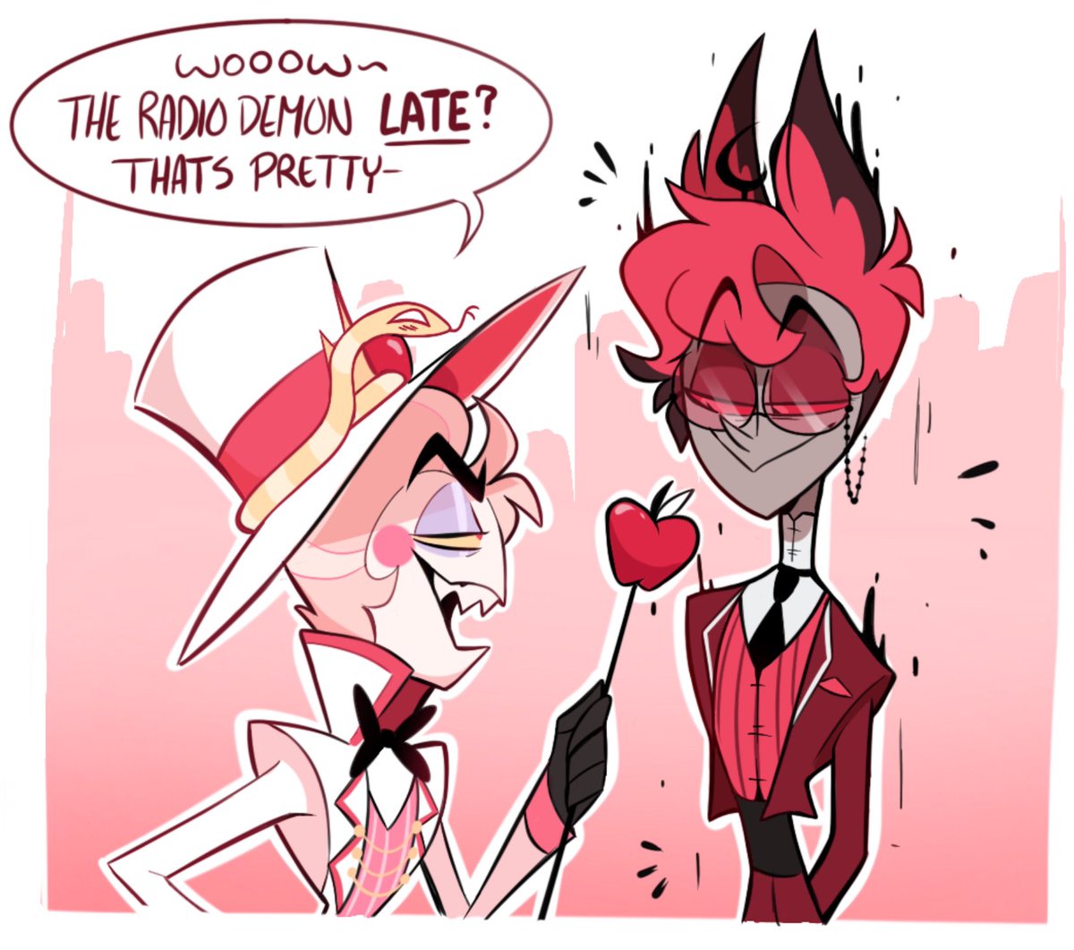 _deetea_'s tweet image. Al’s Feeling Nostalgic and Lucifer is feeling … things 🖤
#radioapple #appleradio #lucifer #alastor