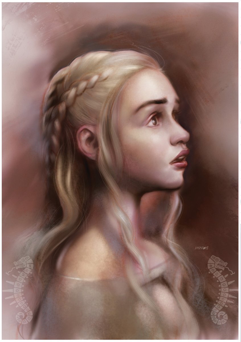 Essa Khaleesi, capturando Emília Clark antes de que os produtores levassem a personagem para lugares estranhos, surgiu numa demonstração e acabei levando como uma print para uma das primeiras CCXP de que participei. A perplexidade em seu olhar ainda diz muito. Dia!