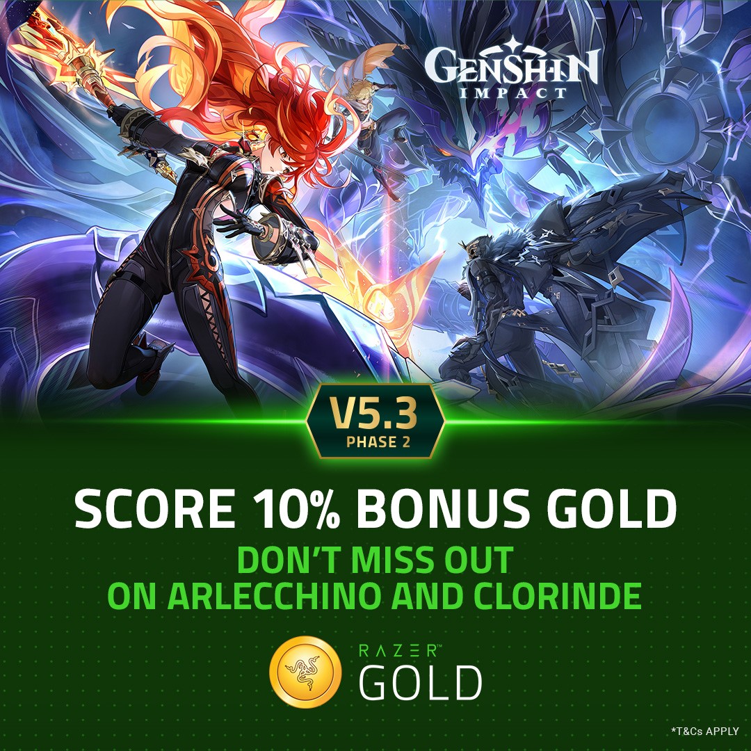 RazerGoldMEA's tweet photo. احصل على 10%ذهب إضافي عند شراء الحد الأدنى المطلوب من ال Genesis Crystal!
أسرع فهذا العرض لوقت محدد !
لمزيد من المعلومات يرجى الضغط هنا https://t.co/NPQMlfNTkB

#RazerGold #GenshinImpact https://t.co/5sXxDi9q5q