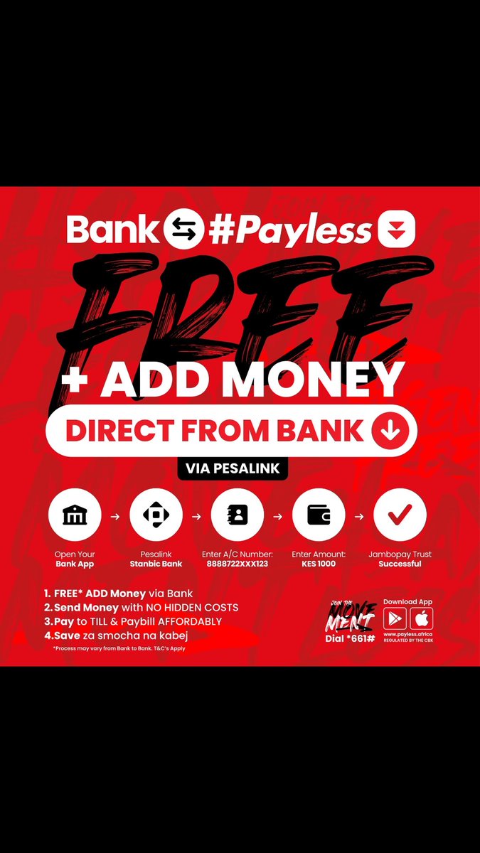 Hey maguys have you heard about #Bank2Payless where you can send  from any bank to #Payless for free anywhere usikose fom na uko na payless.
<a href="/Payless_Africa/">Payless Africa</a> 
#Bank2Payless