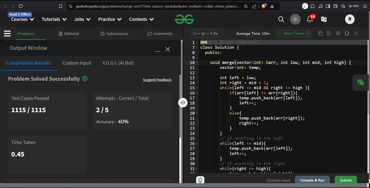 rjeetgupta's tweet image. Today, I revisited the Quick Sort and Merge Sort algorithms from the @takeUforward_  YouTube channel. I am following the #StriverA2ZDSA sheet for my entire DSA journey. Thanks for the amazing DSA sheet, @striver_79 !