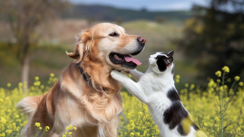 BethFratesMD's tweet photo. Caption this in six words or less.

Here's mine--

"That was so kind of you." 
😽🐶
🙏

#sixwordsorless #CaptionThis #cats #dogs https://t.co/LERWtMcj16