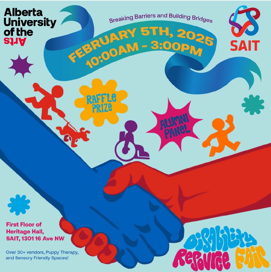 Autism_SASS's tweet photo. Our Adolescent and Adult Services Team is excited to be a vendor at the #DisabilityResourceFair hosted by SAIT &amp; AUArts. Pop by our table to say hi &amp; find out about our employment readiness programs! At Heritage Hall, SAIT on Wed Feb 5, 10 – 3. #enhancinglivesacrossthespectrum https://t.co/HFQBtI1IRV