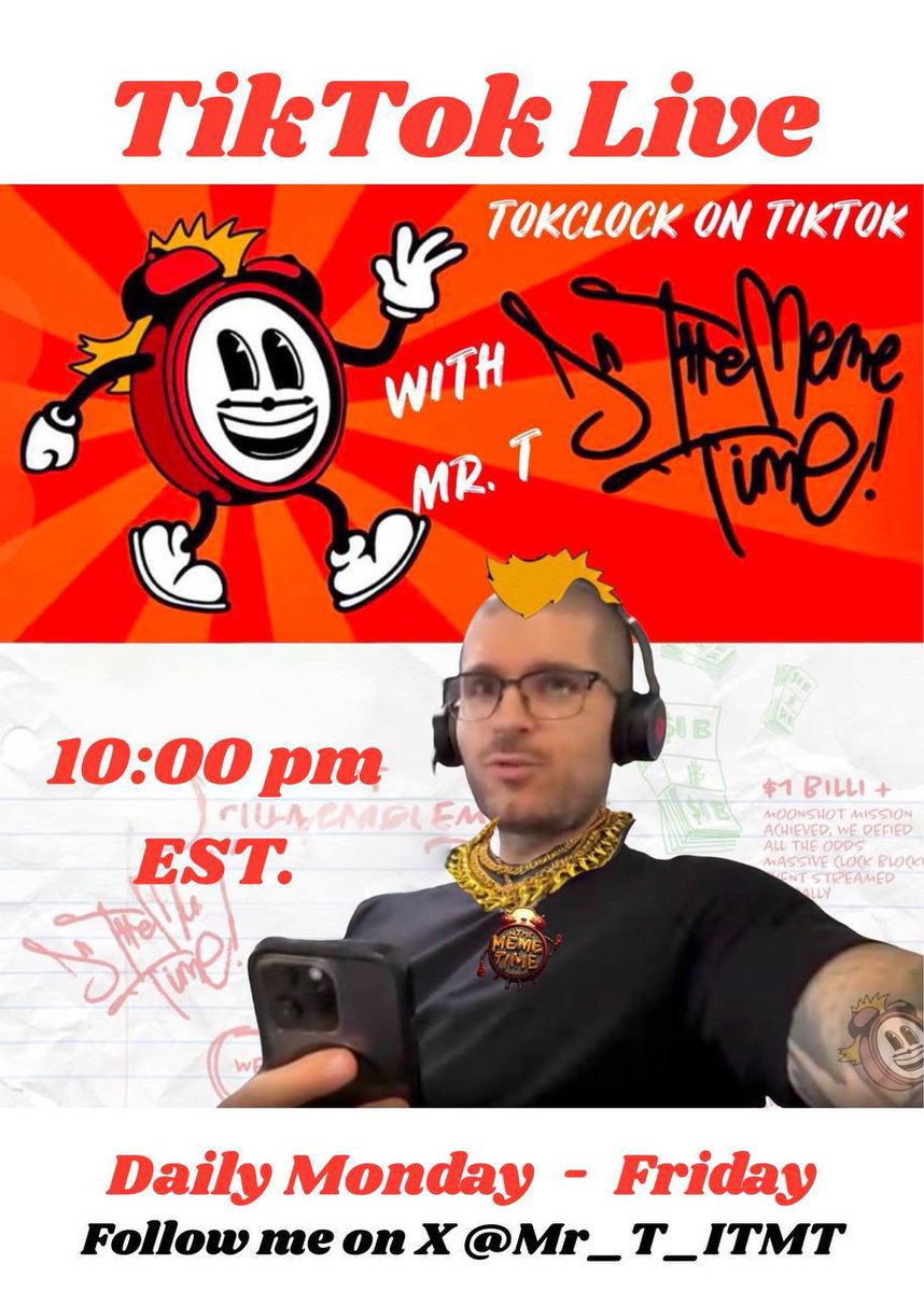 inthe_memetime's tweet photo. $ITMT officially will be live on tiktok! Monday-Friday. 🚀

Come join us daily! We onboarded the new and improved Johnny Sins to run the clock! ⏰️

https://t.co/edud42r8Kw https://t.co/EmbtybIkwS
