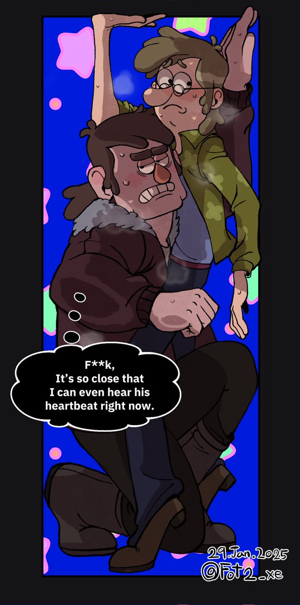 They stuck in a box together. 🎁
And Fiddleford can only hear Stanley’s rough breathing. 🤭

#Fiddlestan #Fiddleford #GravityFalls #StanleyPines