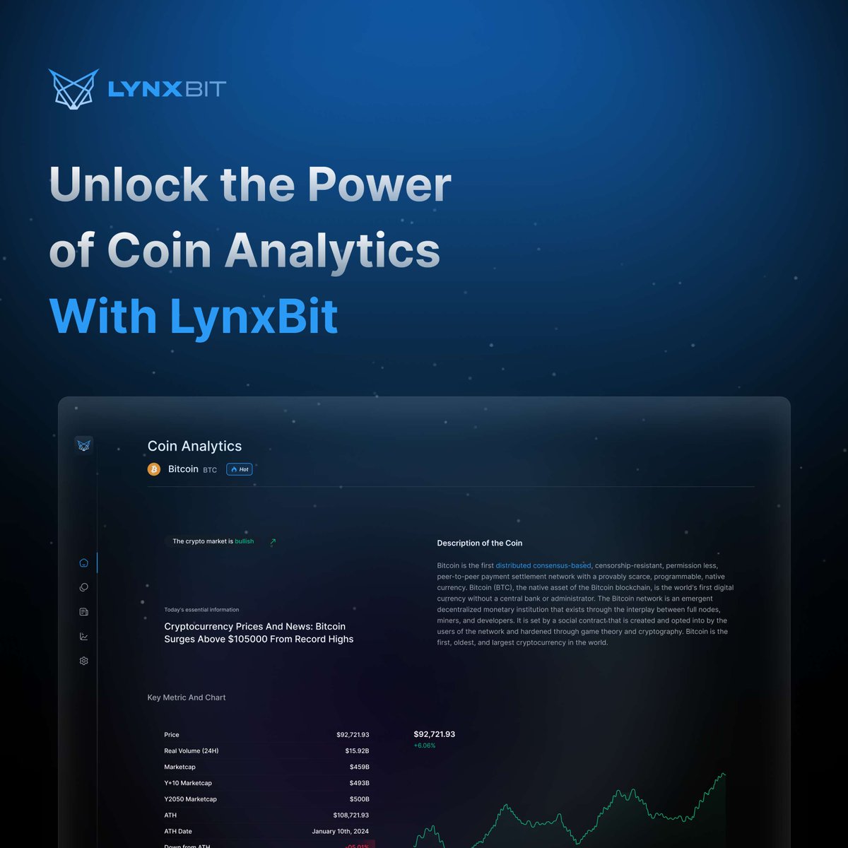 LynxBitOfficial's tweet photo. 📊 Empower Your Trades with LynxBit's Coin Analytics! 🚀 Gain a crypto edge with our data-driven tools. 🌟 Features: ✅ Market Sentiment ✅ Trends ✅ Key Metrics 📢 Launching Soon! Follow us! #LynxBit #CryptoInsights #DataDrivenTrading #CryptoExchange #Blockchain https://t.co/o27VnqvpLn