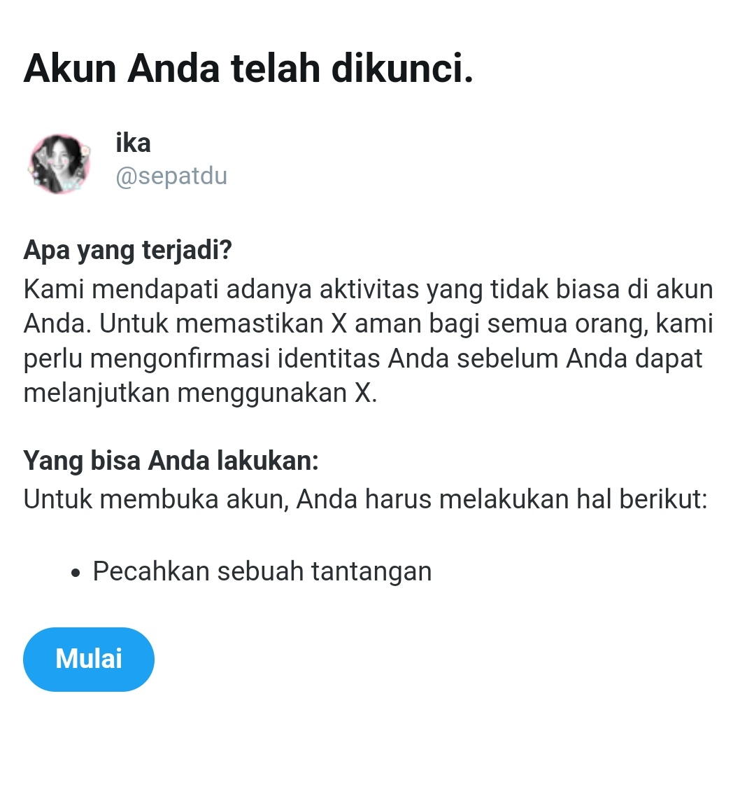 Baru nge-tweet 1x😔😔😔