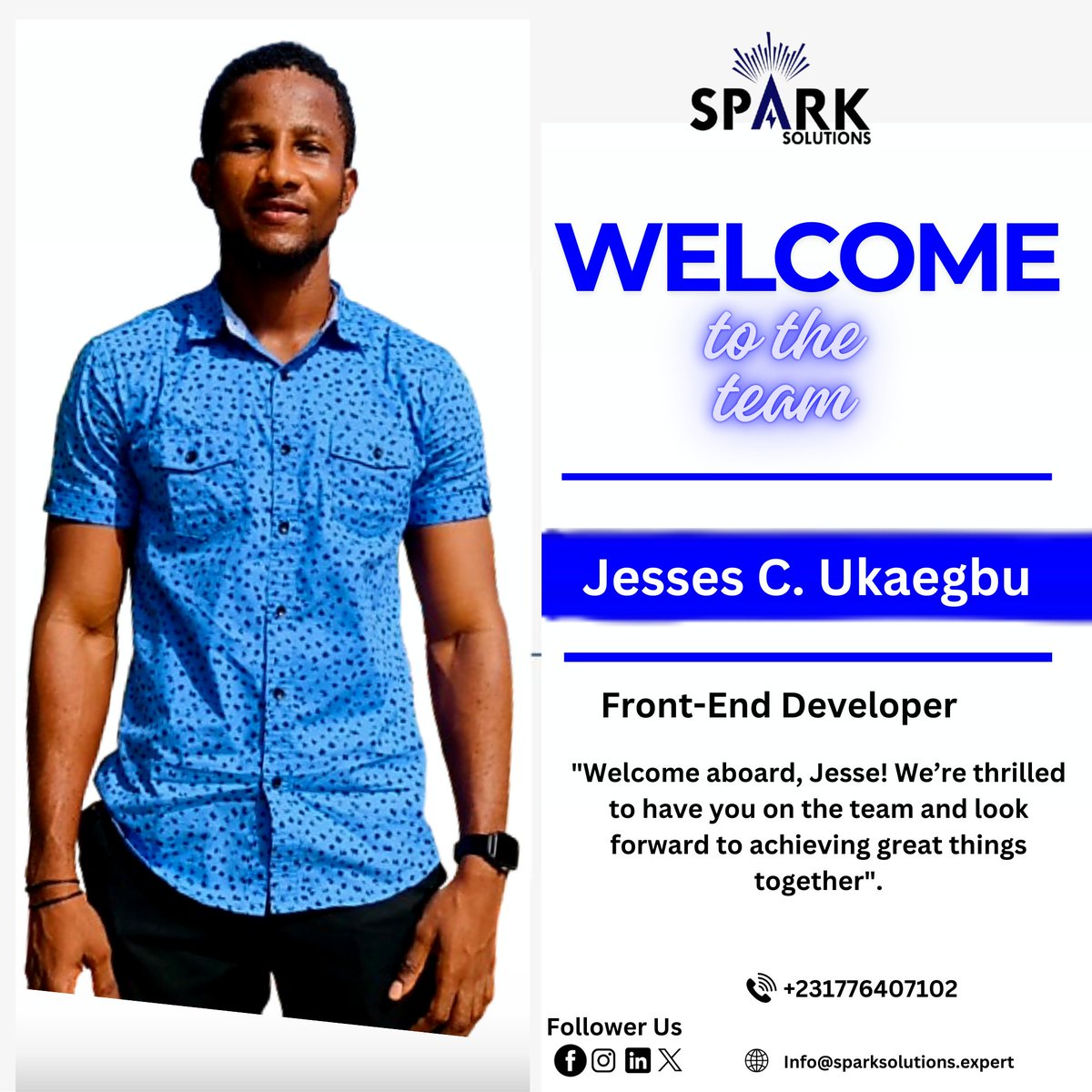 SparkSolutions4's tweet photo. Welcome Jesses C. Ukaegbu to Spark Solutions Inc!

We are beyond excited to introduce Jesses C. Ukaegbu as the newest member of the Spark Solutions Inc. 
 Click here to read more 👇

https://t.co/uiU17ivPlf https://t.co/AfWxTNOr9P
