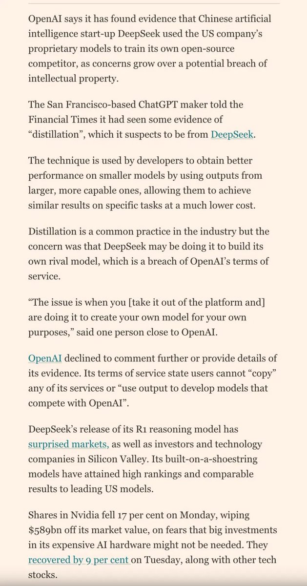 𝐵𝑅𝐸𝐴𝐾𝐼𝑁𝐺 𝑁𝐸𝑊𝑆

A company that made its name regurgitating and recombining sliced-up bits of intellectual property in statistically probable ways (sometimes verging on plagiarism) without due compensation is now … whining about …. another company apparently doing the