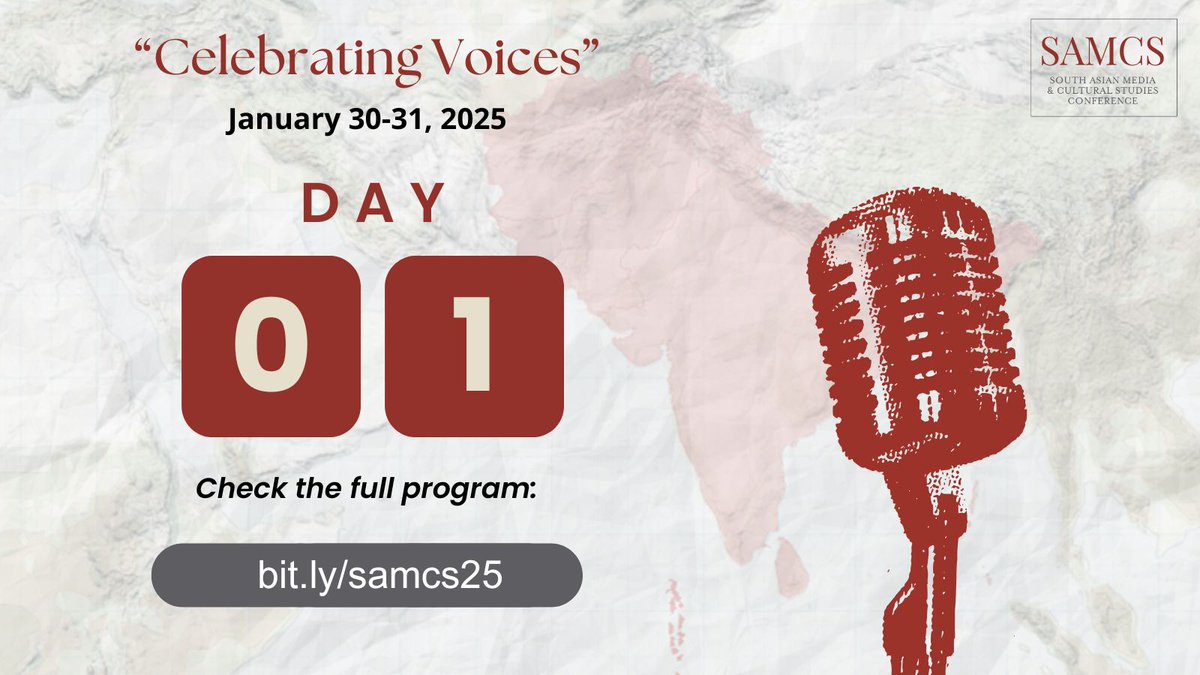 🚀 Day 1 of #SAMCS25 is HERE! 🎉 Join us for an action-packed day of a keynote, panels, and networking with scholars globally. 

Check the full program 👉 bit.ly/samcs25

#SouthAsia #CelebratingVoices #SAMCS25 #Networking #ConferenceVibes