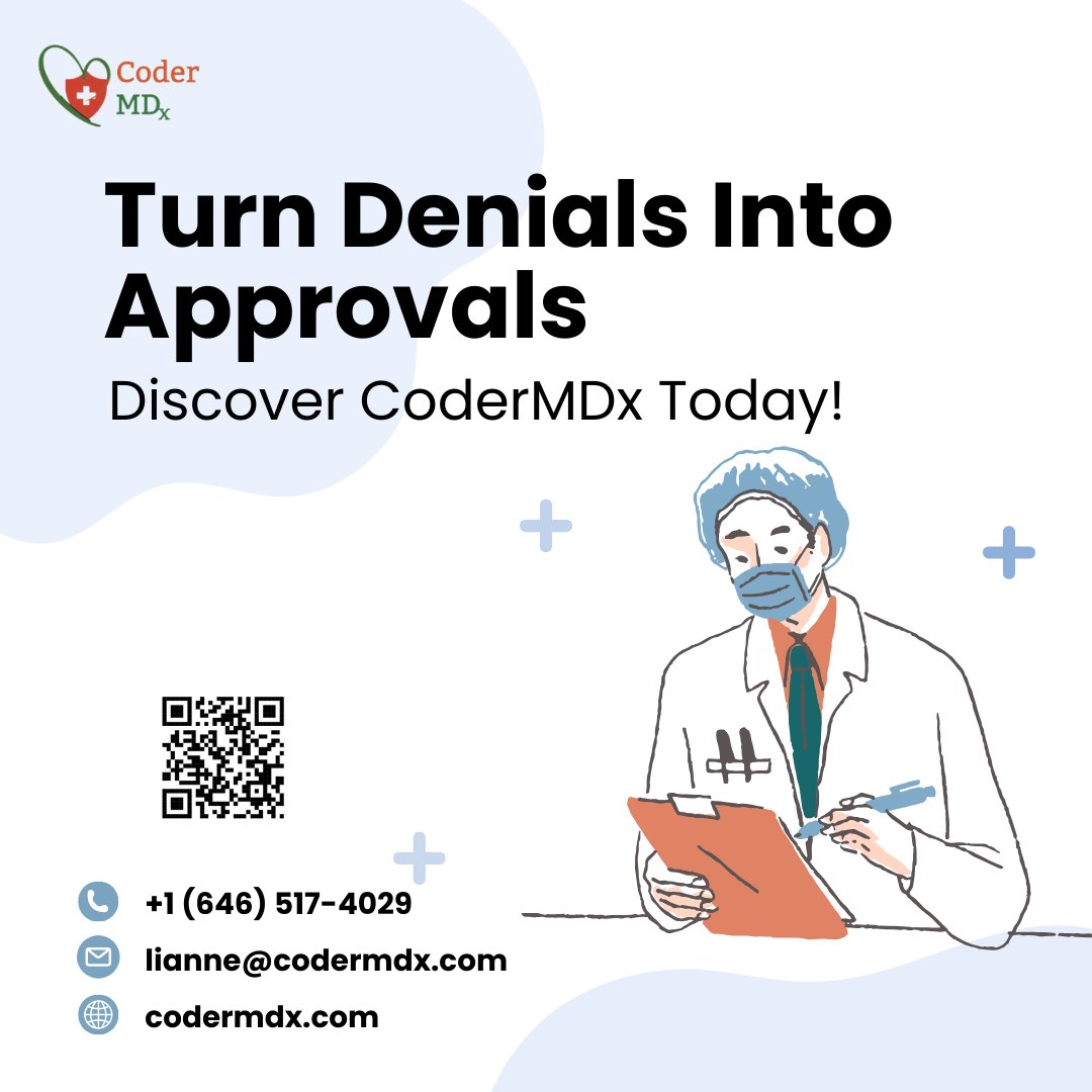 codermdx25's tweet image. Struggling with #insurancedenials? Streamline the process and increase your approval rate with #CoderMDx. Our innovative software simplifies coding and documentation, ensuring accuracy and faster reimbursements. #healthcare #revenuecyclemanagement #medicalbilling