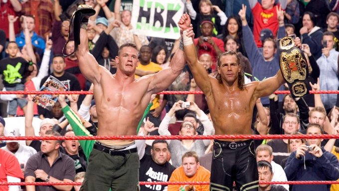 wrestle_hist's tweet photo. 1/29/2007
John Cena & Shawn Michaels defeated Rated-RKO to become the new World Tag Team Champions on RAW from the American Airlines Center in Dallas, Texas.
#WWE #WWERaw #JohnCena #ShawnMichaels #RatedRKO #Edge #AdamCopeland #RandyOrton #WorldTagTeamChampionship https://t.co/CPZn54ajXM