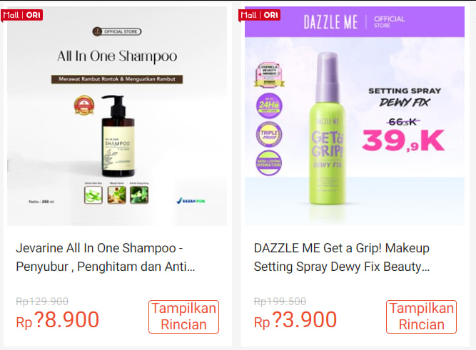 Flash Sale Shopee
🕘 21:00 | 29 Jan

[Rp18.900, stok 500]
Jevarine All In One Shampoo
s.shopee.co.id/7V18TYzsjj

[Rp27.900?]
DAZZLE ME Makeup Setting Spray (varian 2pcs &amp; 1pcs+1)
s.shopee.co.id/50JnUz4jVU