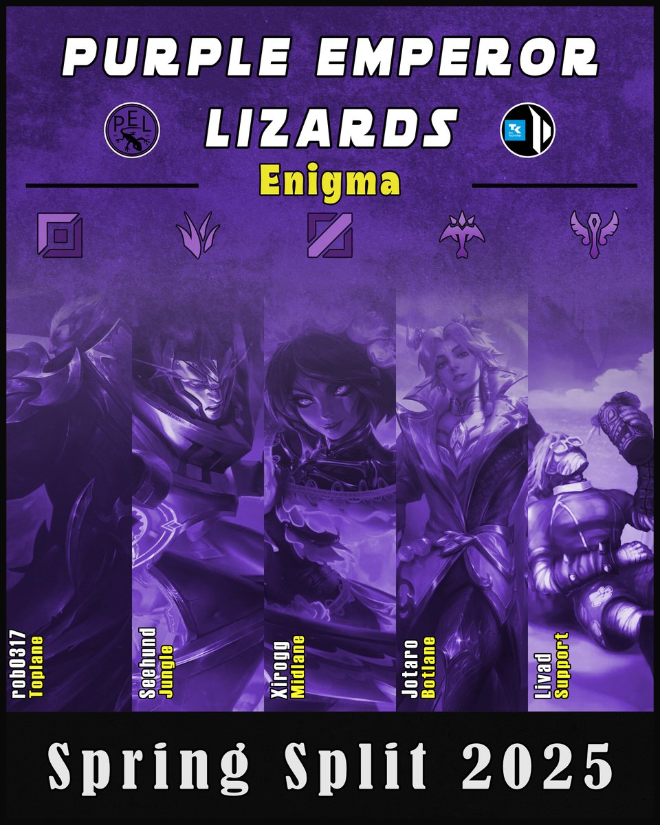 Überraschung! Ein weiteres Team haben wir noch. Begrüßt herzlich die neuen #EnigmaLizards.

Das Roster:

⬆️: #rob0317
🏕️: #Seehund
➡️: #Xirogg
🏹: #Jotaro
🩺: #Livad