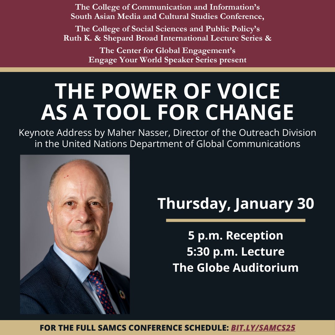 ⏰ Reminder: Don’t miss the keynote at #SAMCS25! 🎤

📅 Reception: 5 PM
🎓 Keynote Lecture: 5:30 PM
📍 Globe Auditorium

Full program: bit.ly/samcs25

#SAMCS25 #Keynote #CelebratingVoices #SouthAsia #AI