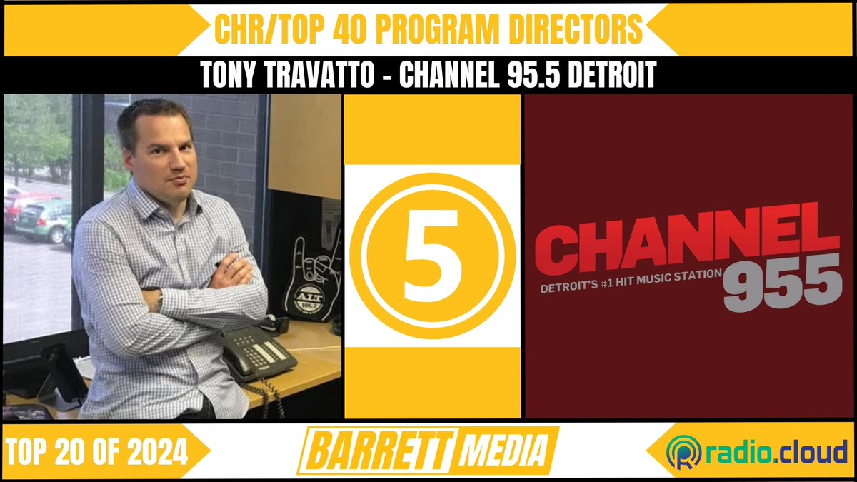 Barrett_Media's tweet image. Ranked #2-#5 on Barrett Media's Top 20 Program Directors list of 2024 in CHR/Top 40 radio presented by @RadioCloud_ were Dylan Sprague of @Kiss108 Beata Murphy of @1027KIISFM Maynard of @hits1061seattle and Tony Travatto of @Channel955. Congrats to all.

barrettmedia.com/2025/01/29/bar…