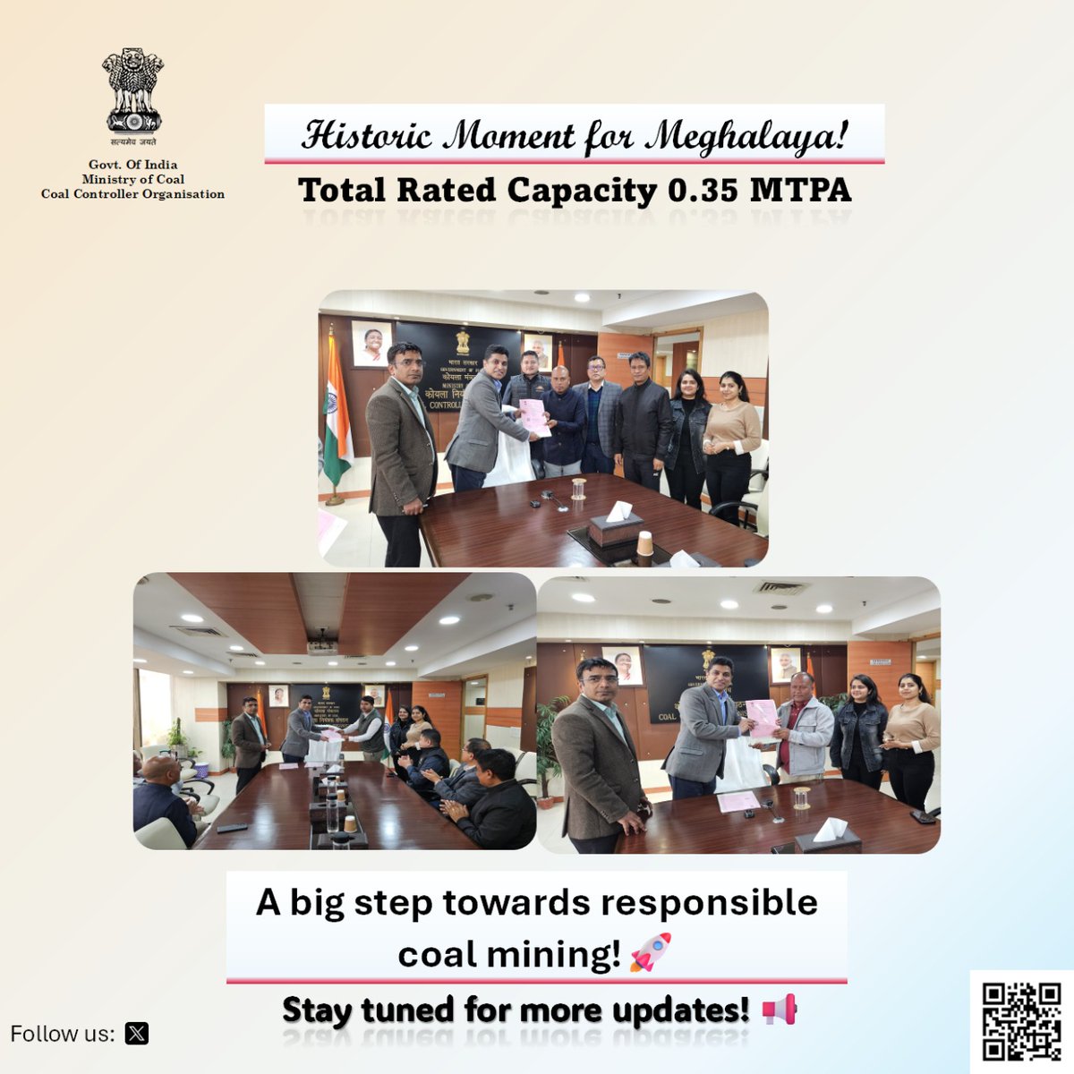 Meghalaya is set to commence operations at its first approved coal mine, boosting the economy, providing employment opportunities &amp; improving livelihood of people. Three Escrow Agreements have been signed by the Coal Controller.

#MeghalayaMines #EconomicGrowth #Coal #Mine