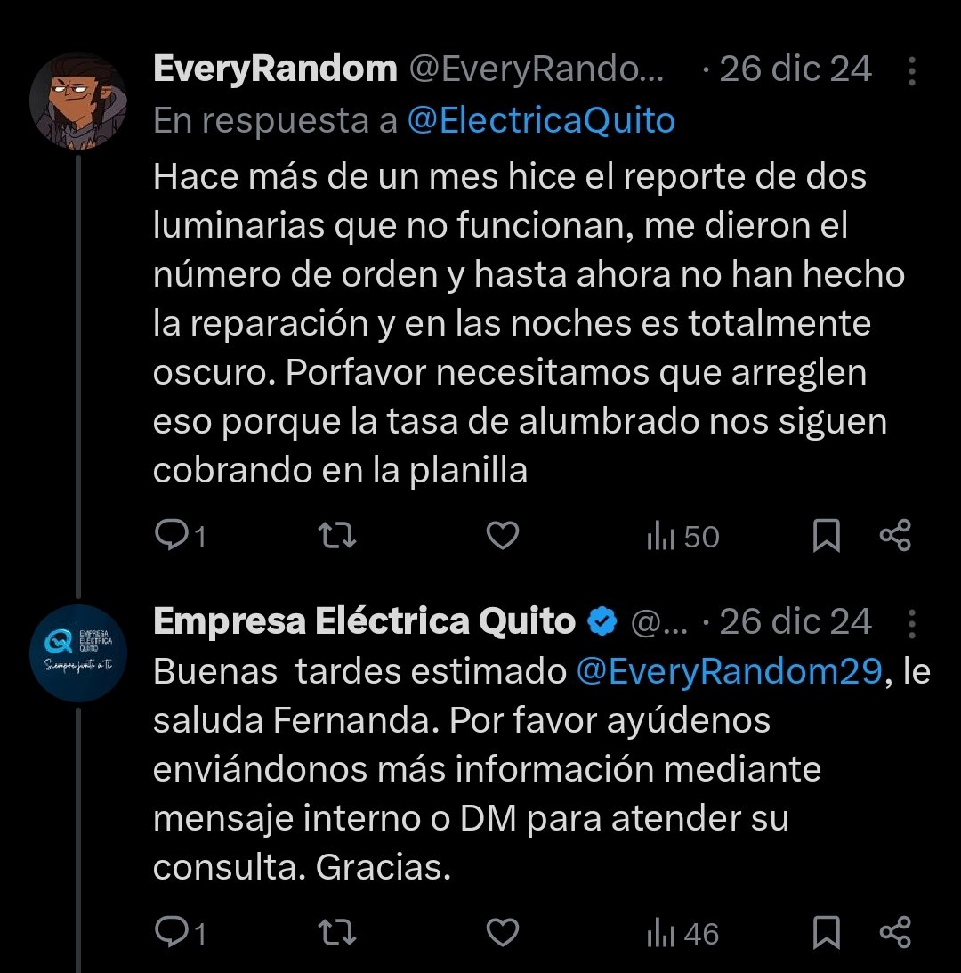 EveryRandom29's tweet photo. @ElectricaQuito @ElectricaQuito @DanielNoboaOk más de 2 meses y estamos a oscuras porque sigue sin funcionar el alumbrado, hacer eso en un barrio donde se han encontrado 3 cuerpos sin vida en la última semana solo favorece a la inseguridad de los vecinos https://t.co/umAfWM9T2Q