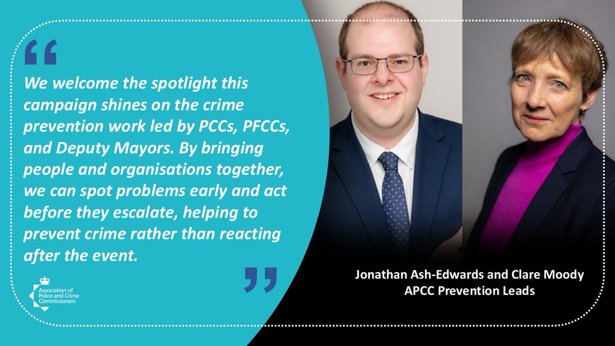 The APCC has launched the #PCCsPreventingCrime campaign, highlighting the importance of preventing crime in improving community safety. 

🎞️ Through a series of video case studies, the campaign illustrates the range and impact of local initiatives led by Police and Crime