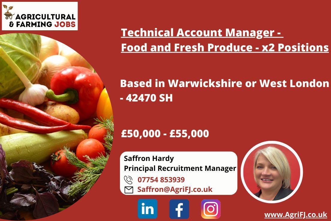 Agriculturaljob's tweet image. New Job Opportunity -Technical Account Manager - x2 Positions 
📍 Based in Warwickshire or West London
💰 £50,000 - £55,000

If you are interested, please contact Saffron on 📞 07754 853939 or 📧 Saffron@AgriFJ.co.uk

#agrifj #accountmanager #technicalaccountmanager
