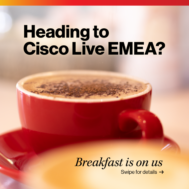 HitachiVantara's tweet photo. ☀️ Rise and shine #CiscoLiveEMEA with Hitachi Vantara 

🍳 Join our daily breakfast Feb 11-13, just a short stroll from the RAI Convention Center.

Get the details and reserve your spot: https://t.co/8b6zzSUUyc