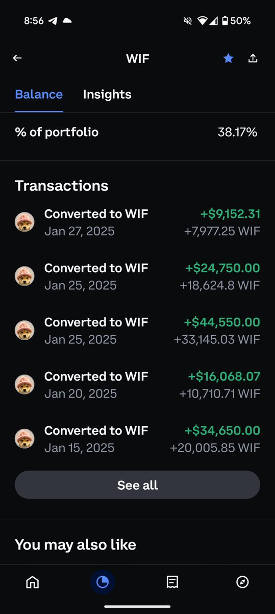 <a href="/dogwifcoin/">dogwifcoin</a> Ain't stopping loading. Waiting on more $SOL to unstake but finally reclaimed some LP gains. $WIF balance across accounts back over 650k ❤️