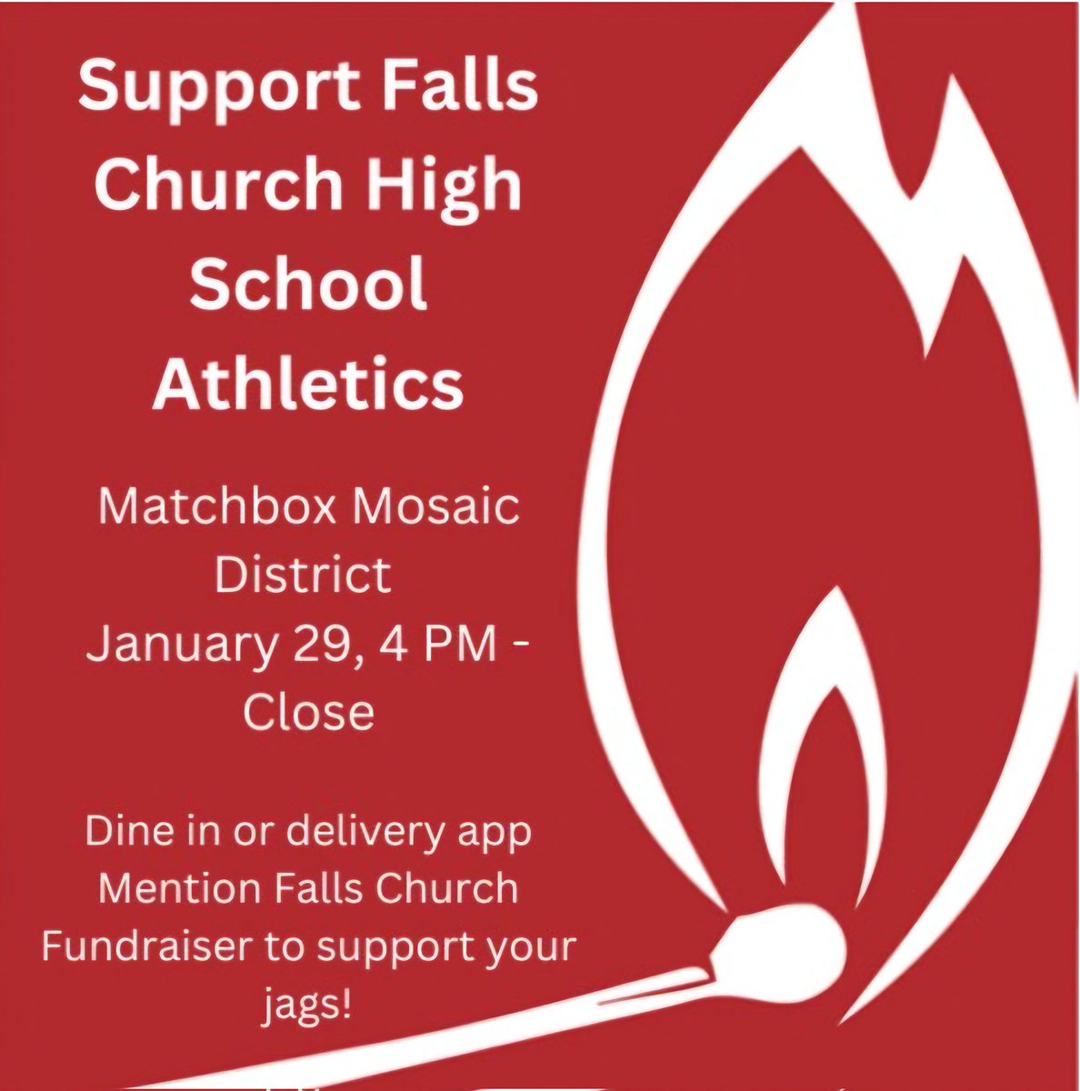 Happy Day Off! Why cook tonight?!? It's Matchbox Day!! See ya tonight!! Support the Athletic Boosters!