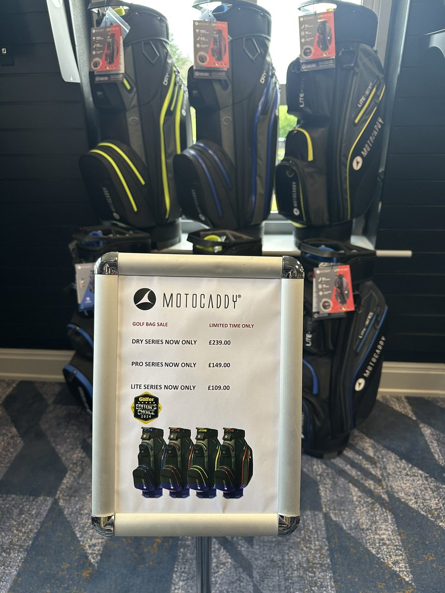 Come and see our fully stocked Pro Shop including a range of ladies clothing. Special offer on Motocaddy Golf Bags