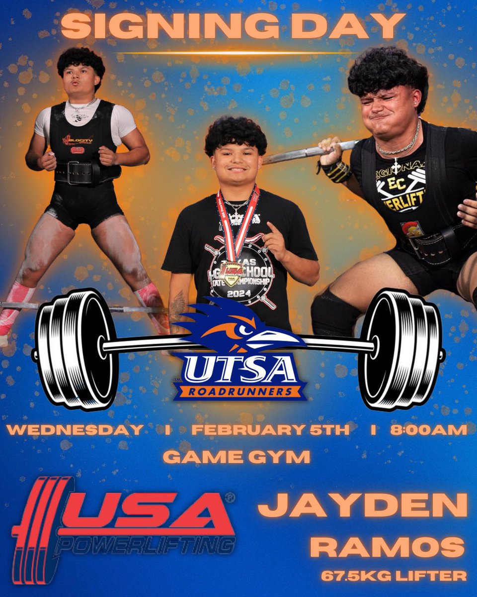 Jayden Ramos (@jaydenramos_) on Twitter photo #agtg after a conversation with <a href="/RRPowerlifting/">UTSA Powerlifting</a> I’m blessed to announce my official signing day to continue my academic and athletic career at UTSA ‼️ #birdsup <a href="/_ECAthletics/">ECHS Hornet Athletics</a> <a href="/USAPLTX/">Christy Cardella</a> #agtg after a conversation with <a href="/RRPowerlifting/">UTSA Powerlifting</a> I’m blessed to announce my official signing day to continue my academic and athletic career at UTSA ‼️ #birdsup <a href="/_ECAthletics/">ECHS Hornet Athletics</a> <a href="/USAPLTX/">Christy Cardella</a>