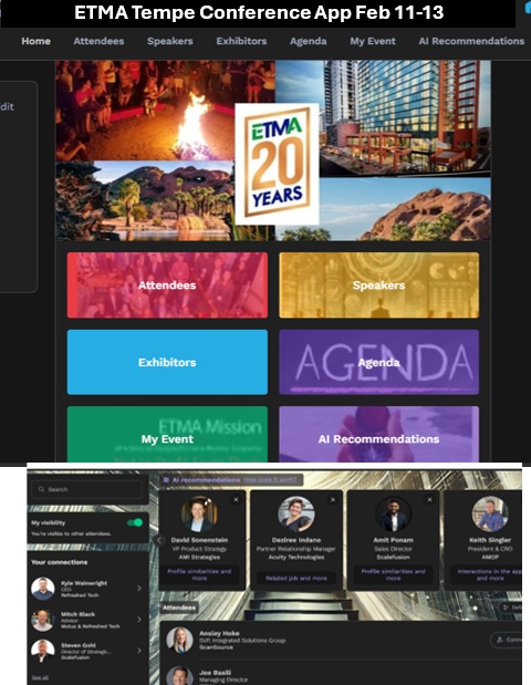📢 Don’t miss out! ETMA Conference Tempe, AZ Feb 11-13. Awesome Networking thru conference APP 🚀 Firms created 2.9 new partnerships, on average, during the last conference. 👉 Register surveymonkey.com/r/S2FCV7T ⏳