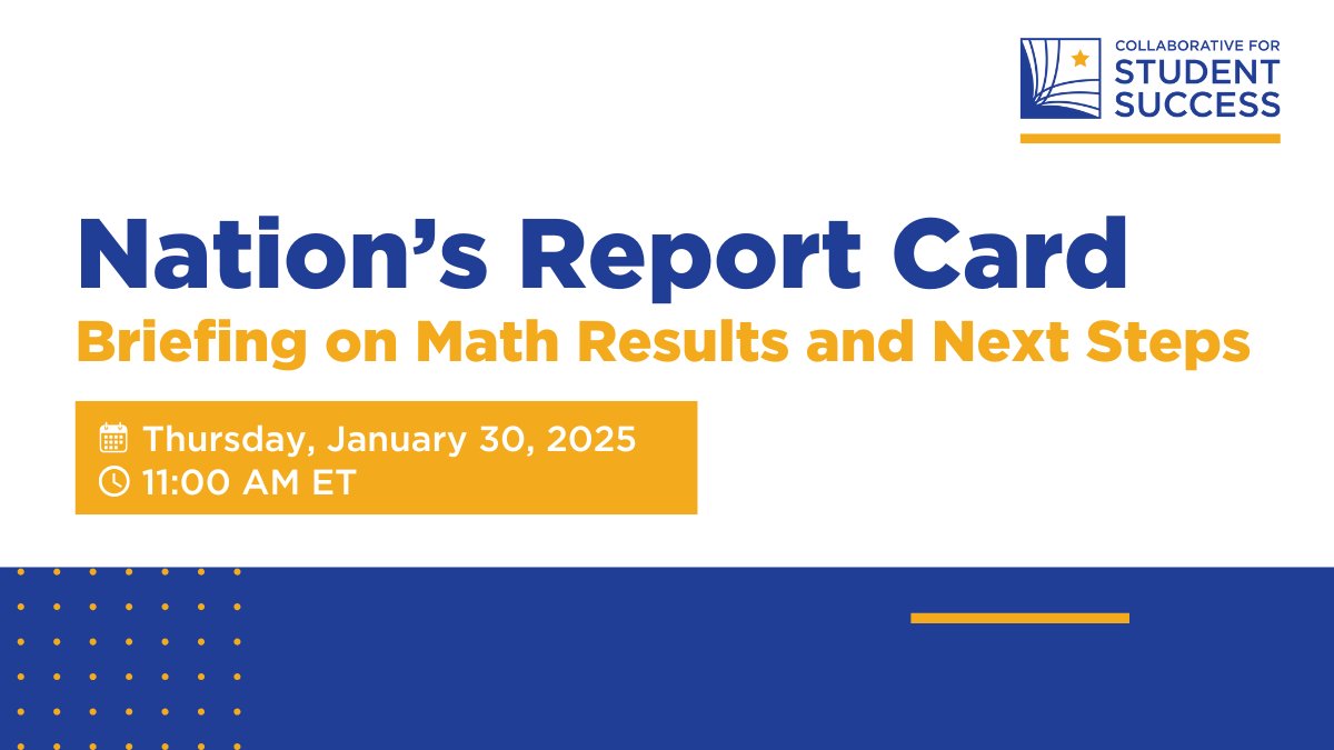 The 2024 <a href="/NAEP_NCES/">NAEP, The Nation's Report Card</a> mathematics results are out, and they come at a pivotal time for education.

Join us tomorrow, Thursday, January 30 for a look into the results and evidence-based practices driving improvement in math education. 

Register now: us06web.zoom.us/webinar/regist…