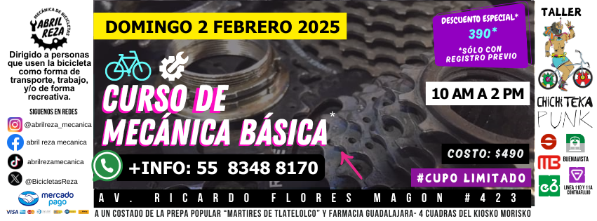 Curso Mecánica Básica (Mecánica de emergencia )🔧DOM 02 FEB 10 a 2pm
  ¡No te quedes en el camino! 
+INFO: 5583488170 #EventoFB facebook.com/share/1Deut8oh…