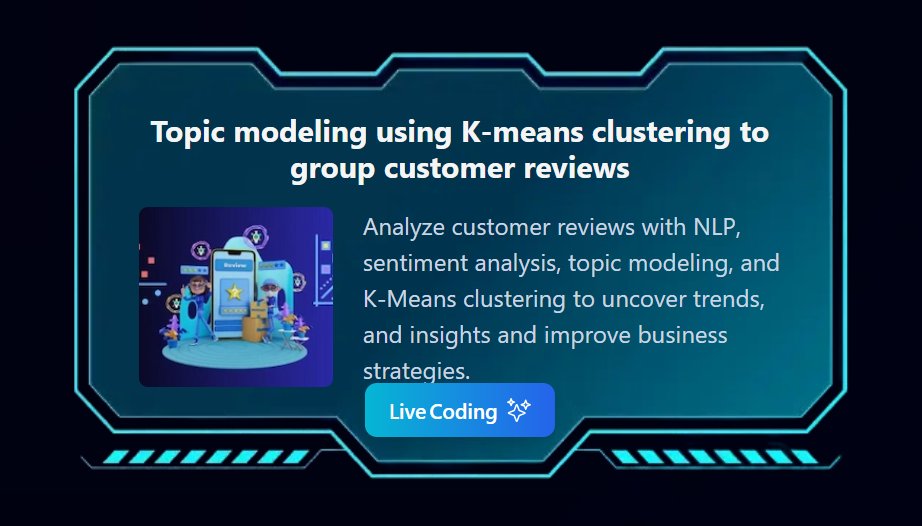 aionlinecourse's tweet image. Transform raw customer reviews into actionable insights with this exciting project! Analyze, cluster, and visualize reviews to unlock trends and sentiments.
aionlinecourse.com/ai-projects/pl…

#NLP #TextClustering #TopicModeling #MachineLearning #CustomerFeedbackAnalysis #AIonlinecourse